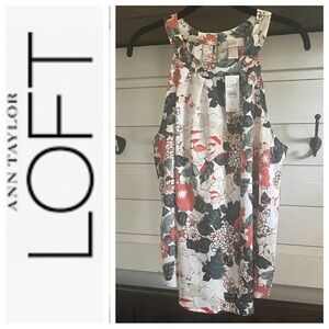 LOFT NWT Floral Sleeveless Tank Top in Coral , Green, Cream